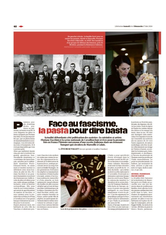 Face au fascisme, la pasta pour dire basta - Libération